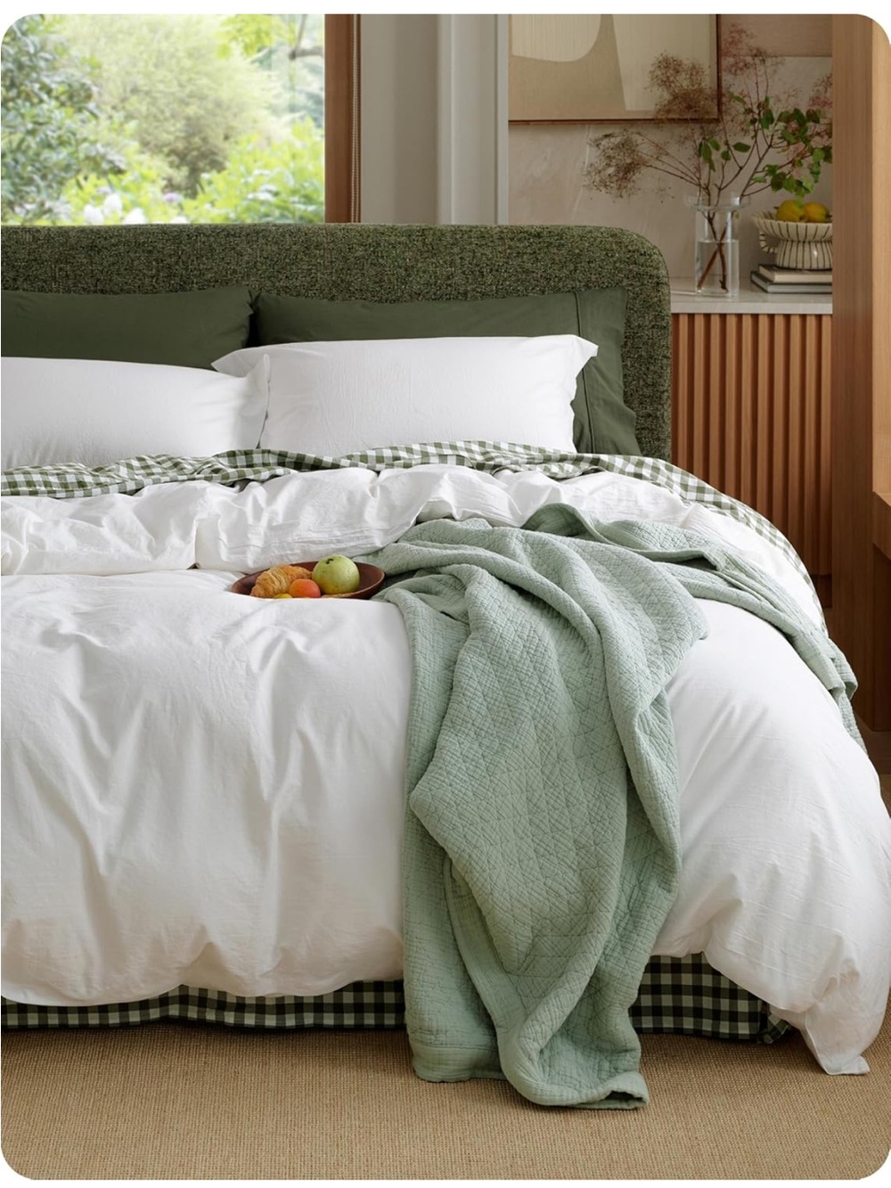 NEW Bedsure PureWoven 100% Washed Cotton Duvet Cover Set, Full Size, 3-PC WHITE